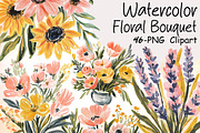 Watercolor Floral Bouquet Clipart, an Illustration by Libby Wishes (Thumbnail 1 of 3)