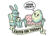 Funny Easter Bunny Egg Therapy SVG, a Seasonal Illustration by Ghagra (Thumbnail 2 of 7)