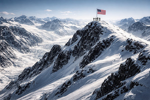 US flag atop in Greenland Arctic, a Business Photo by Shootdiem