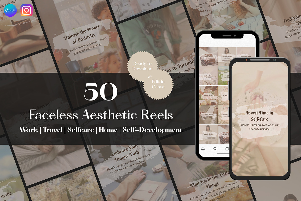 Aesthetic Instagram Reels Templates, a Social Media Template by Studio DigiCraft (Photo 1 of 9)