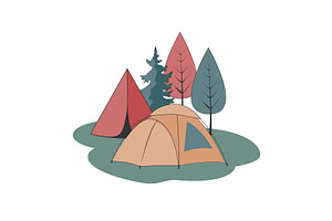 Camping isolated illustration. Group, an Illustration by Toltemara