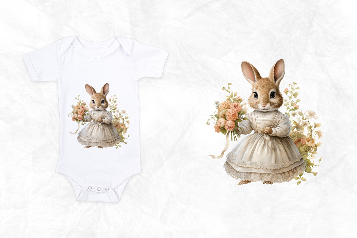 Vintage Bunny Watercolor Sublimation, an Animal Illustration by Maysa Art (Photo 4 of 5)