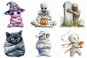 Watercolor Halloween Mummy Clipart, an Illustration by Craft Nest (Thumbnail 5 of 6)