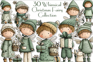Whimsical Christmas Fairy Clipart, a Seasonal Illustration by V Design Creator