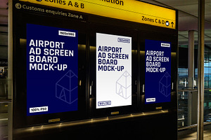 Airport Ad Screen Board Mock-Ups