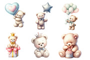 Teddy Bear Birthday Clipart, an Illustration by Designworld (Thumbnail 4 of 5)