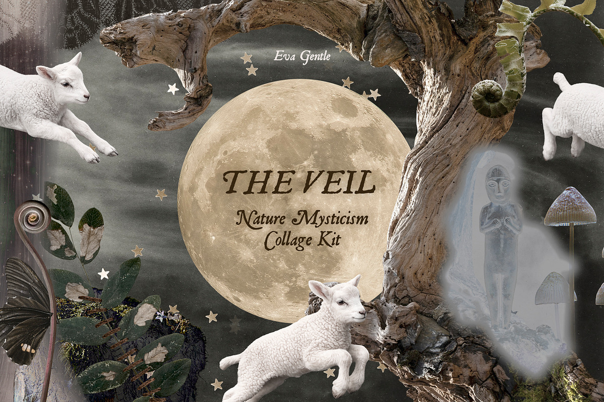 The Veil – Mystical Collage Kit, an Object Graphic by Eva Gentle (Photo 1 of 13)
