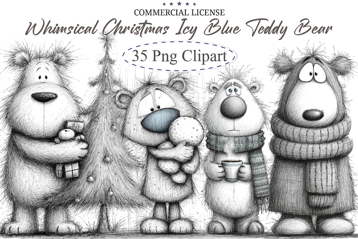 Whimsical Christmas Icy Blue Teddy B, an Illustration by designcity5 (Photo 1 of 5)
