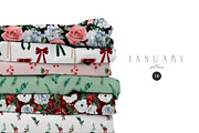 JANUARY Watercolor Winter Set, a Seasonal Illustration by Kaleriia (Thumbnail 8 of 15)