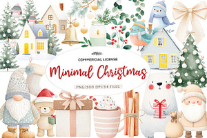 Minimal christmas clipart, an Illustration by CreationArt