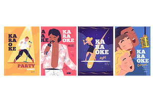 Karaoke singers posters. Young adult, a Graphic by Stock-Smart-Start
