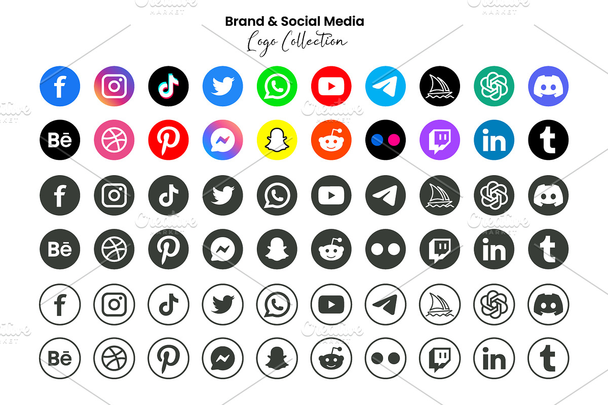 Popular Social Media Icons, a Duotone Icon by elchinarts
