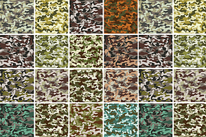 Set Of Seamless Camouflage Patterns