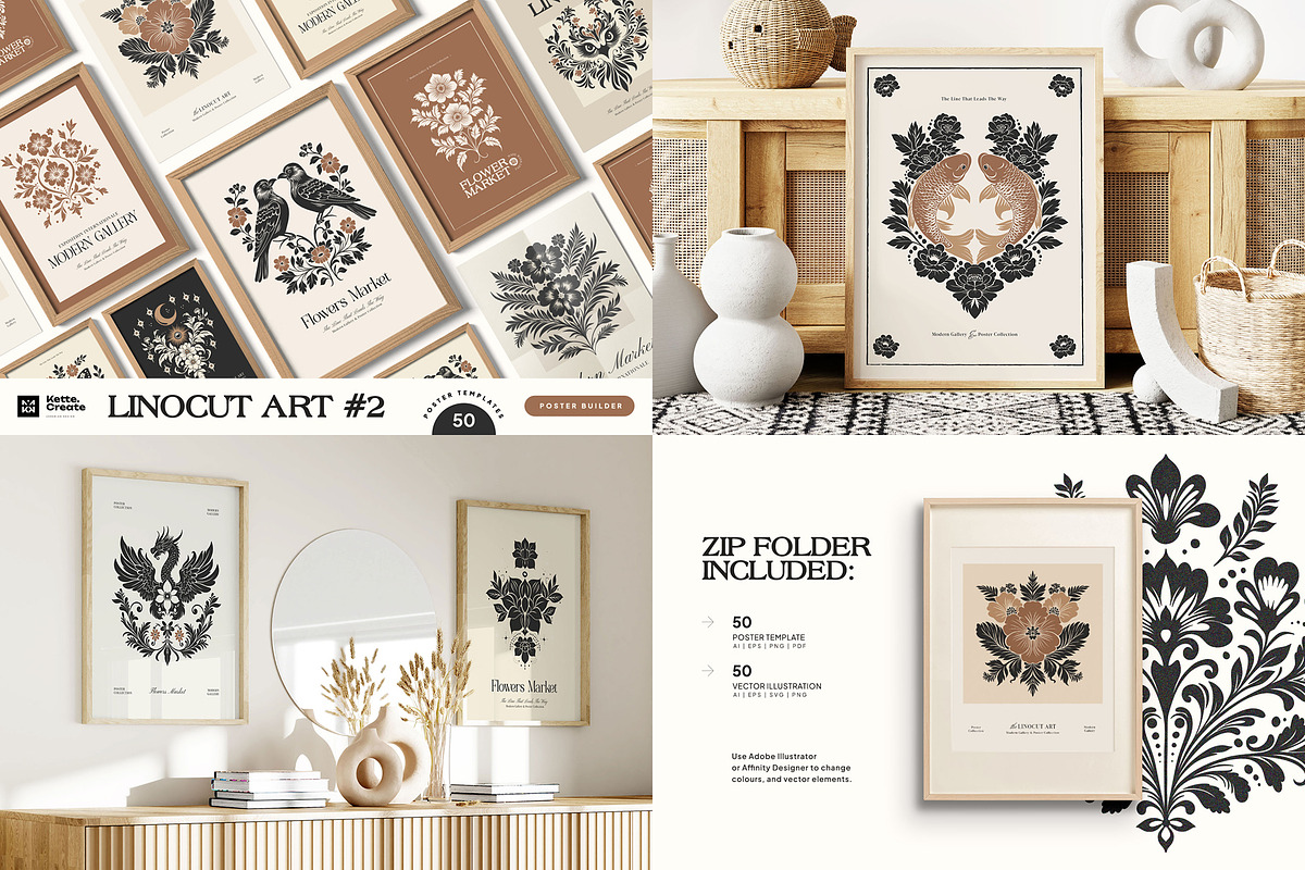 Linocut Poster Bundle | 11 in 01, an Object Graphic by KetteCreate (Photo 5 of 12)