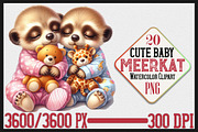 Cute Baby Meerkat Watercolor Clipart, a Seasonal Illustration by Craft Nest (Thumbnail 1 of 6)
