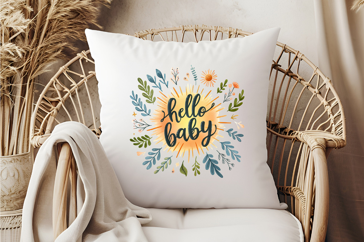 Watercolor Hallo Baby PNG, an Illustration by DreamCafeArt (Photo 4 of 7)
