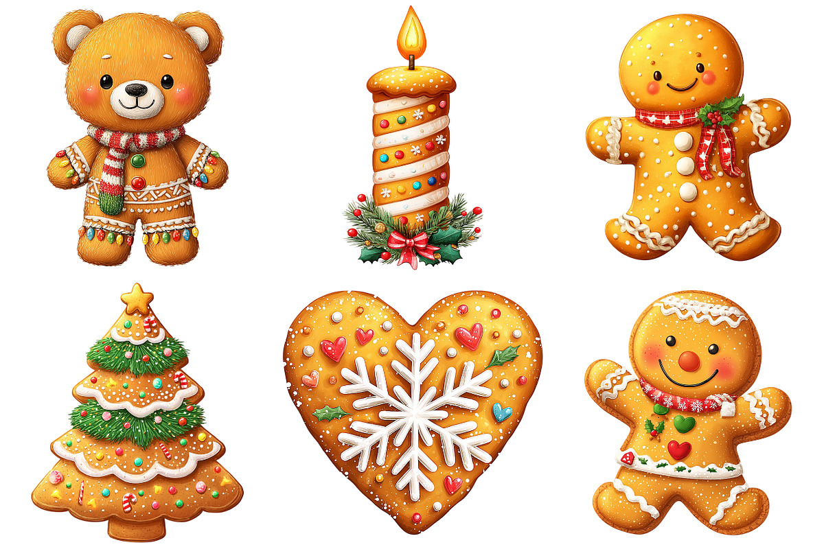 Christmas Gingerbread Clipart, an Illustration by Craft Nest (Photo 3 of 10)