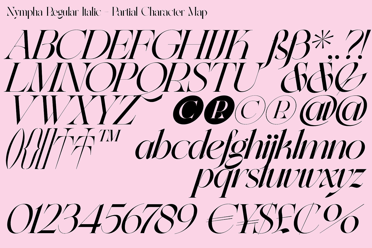 Nympha Luxurious Font - Reg Italic, a Font by Lacre Type Foundry (Photo 3 of 8)