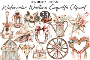 Watercolor Western Coquette Clipart, a Seasonal Illustration by designcity5