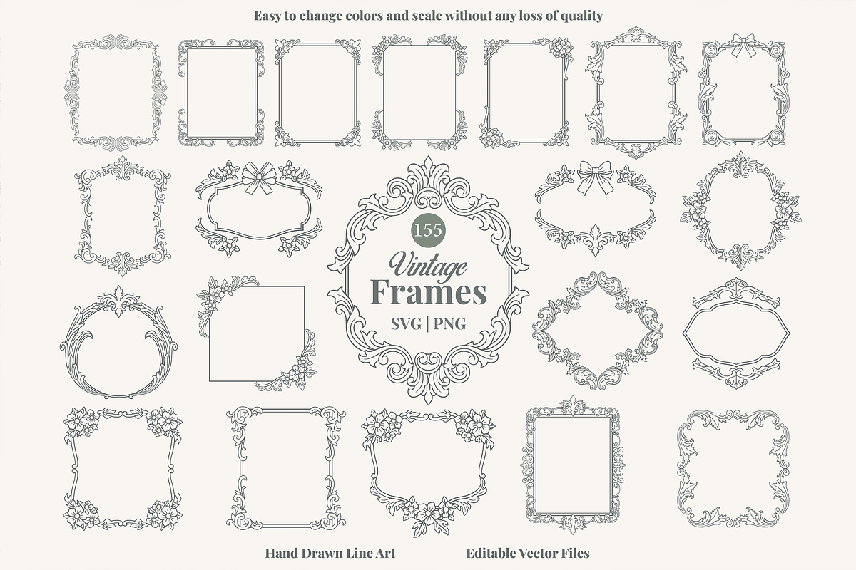 Vintage Ornamental Frames Bundle, a Decorative Illustration by Kusumaillustration (Photo 1 of 11)