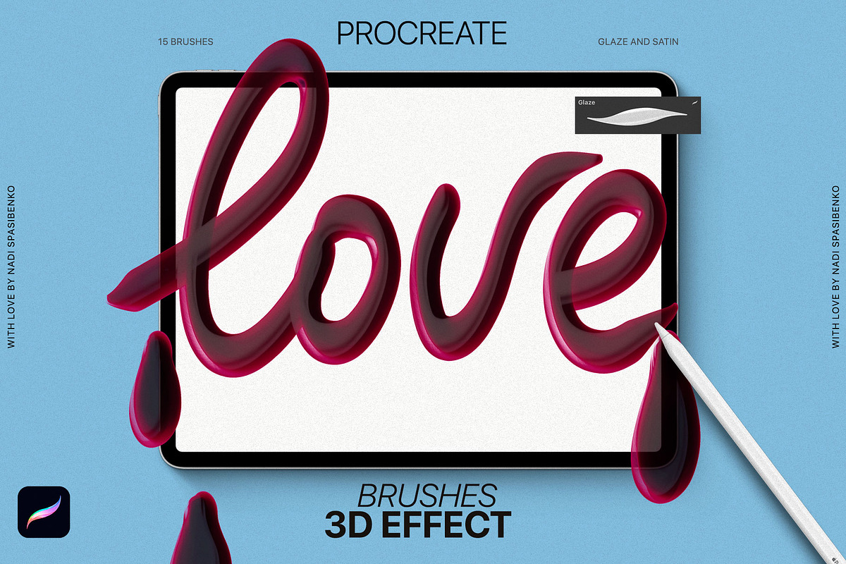 3D effect Procreate Brushes, a Brush Add-On by Spasibenko Art