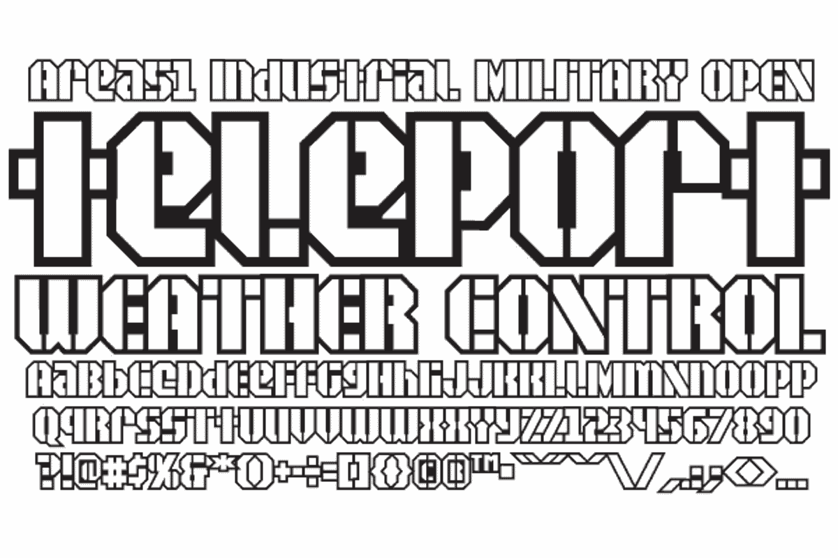 Area 51 - industrial stencil fonts preview 5
