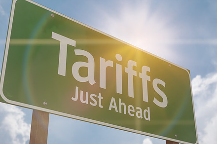 Tariffs Just Ahead Road Sign