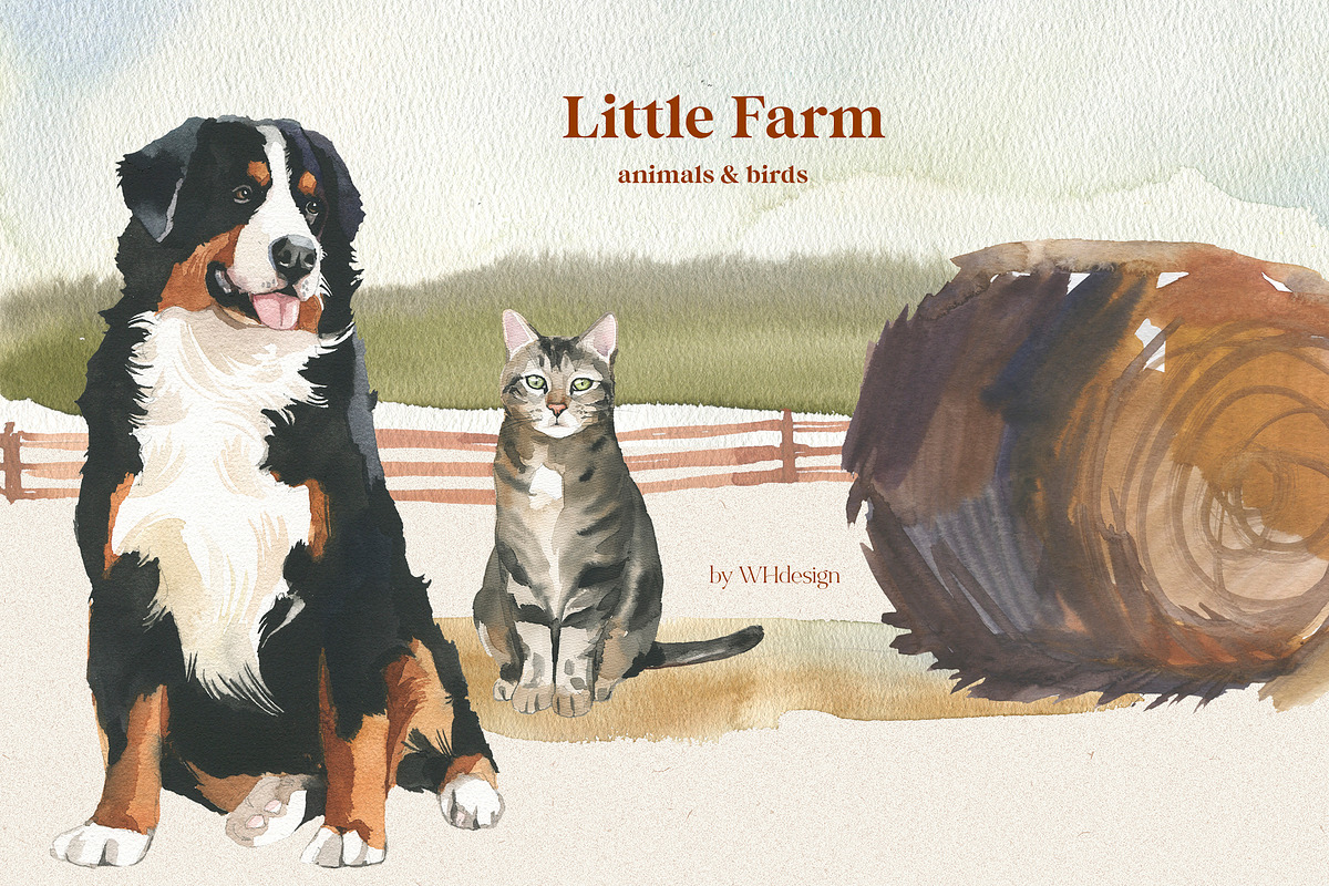 Little Farm Animals Clip Art, an Animal Illustration by whiteheartdesign (Photo 7 of 18)