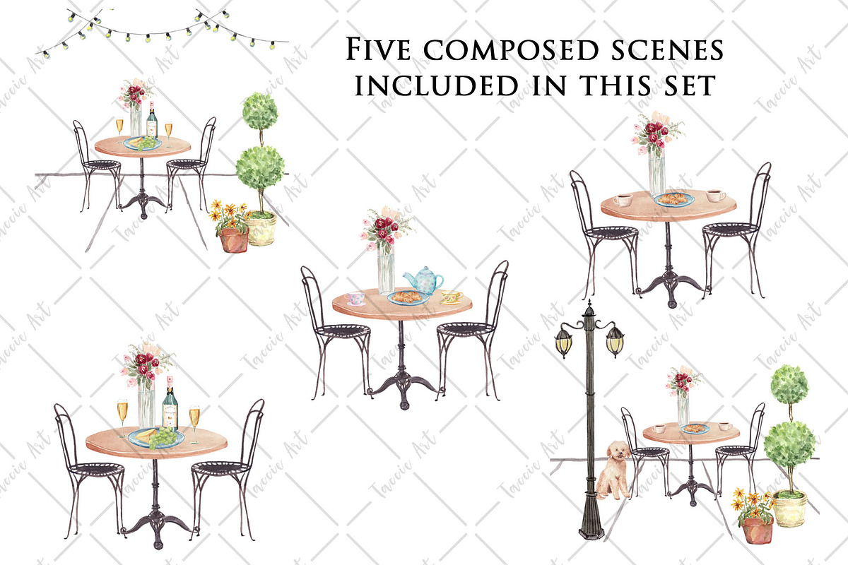 Champagne Brunch - Romantic Cafe, a Food Illustration by Graphic Blue Bird (Photo 4 of 7)