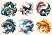 Japanese Koi Fish Sublimation Clipar, an Illustration by DreamCafeArt (Thumbnail 3 of 9)