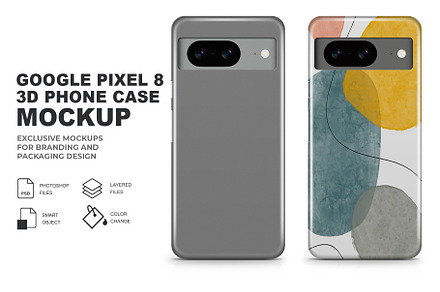 Google Pixel 8 3D Phone Case Mockup, an Android Mockup by Designbuys