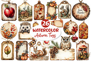 Vintage Wooden Autumn Tags Clipart, an Illustration by Dream Creation (Thumbnail 1 of 6)