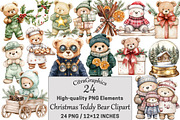 Christmas Teddy Bear Clipart, a Seasonal Illustration by CitraGraphics (Thumbnail 1 of 5)