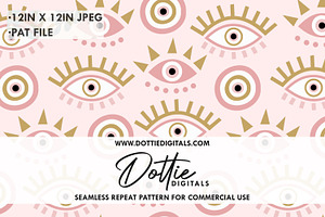 Evil Eyes on Pink Repeat Pattern