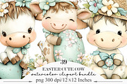 Whimsical Easter Cute Cow Clipart, an Illustration by Designking (Thumbnail 1 of 5)