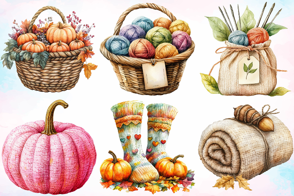 Vintage Knitted Autumn Clipart PNG, a Seasonal Illustration by Canvas Craft (Photo 5 of 5)