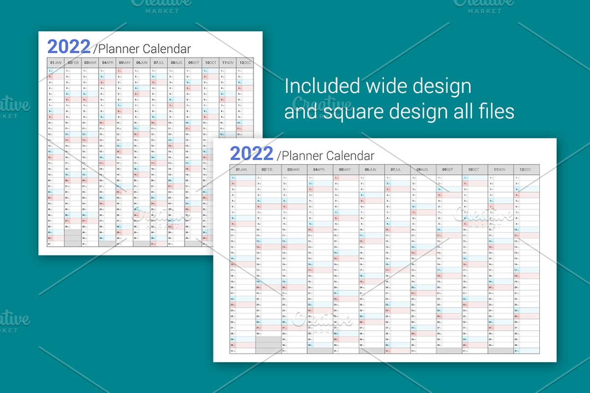 Calendar 2022 Planner Simple Style, a Stationery Template by WORAKAMON Design Studio (Photo 4 of 5)