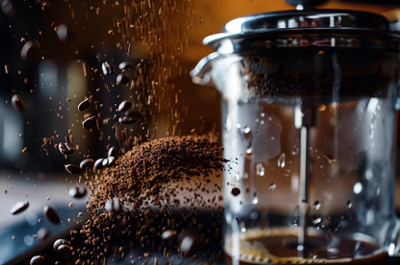 Coffee grinder overflowing with coff, a Photo by Iftikhar Alam