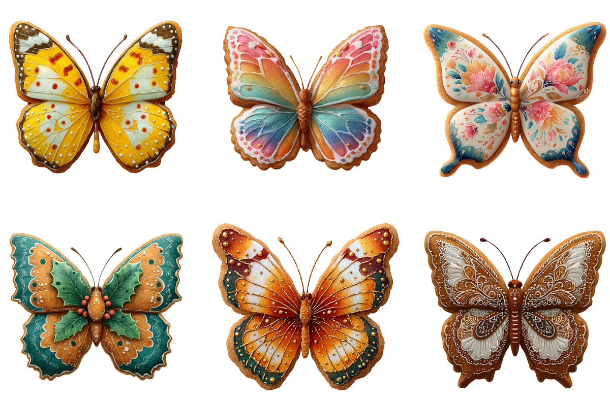 Gingerbread Cookie Butterfly Clipart, an Illustration by DreamArtGraphic (Photo 4 of 5)