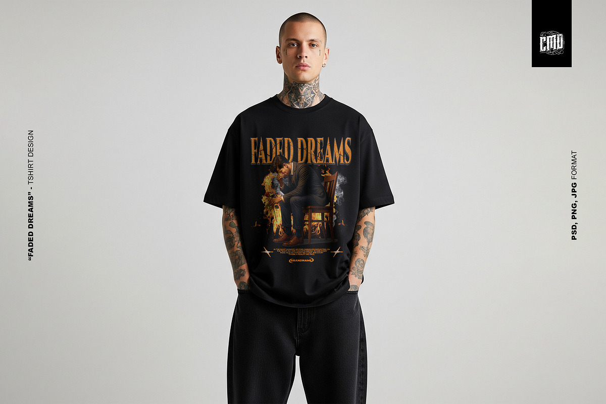 FADED DREAMS - T-Shirt Design, an Object Graphic by Cmd Project (Photo 9 of 10)