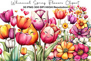 Whimsical Spring Flowers Clipart, an Illustration by Black Bird Studio (Thumbnail 1 of 5)
