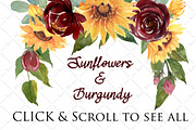 Sunflowers and Burgundy Flowers, an Illustration by Graphic Blue Bird (Thumbnail 2 of 11)