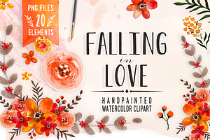 Falling in Love - watercolor clipart