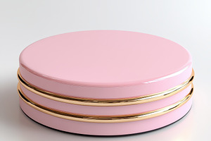 Pink and Gold Round Display Stand Pr, an Abstract Photo by Pixeness Studio