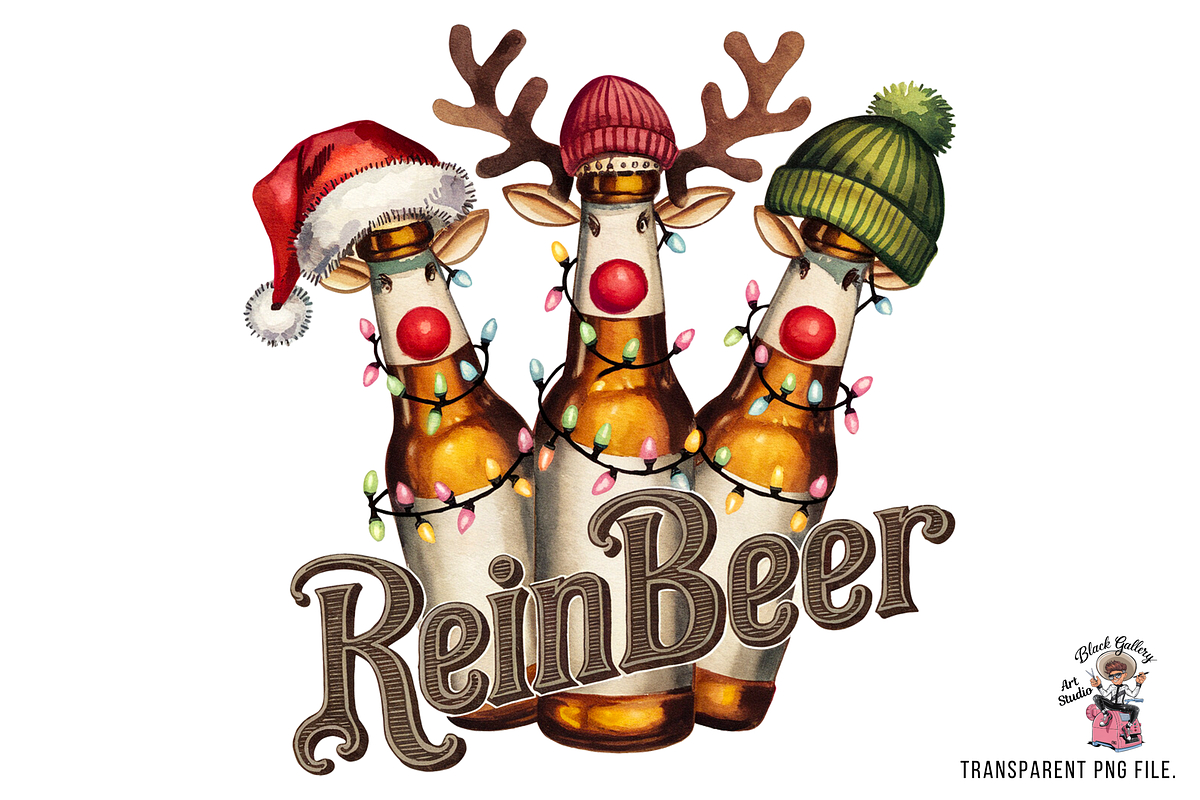 Reinbeer Christmas, Funny Christmas, a Graphic by Clipart Bloom (Photo 1 of 2)