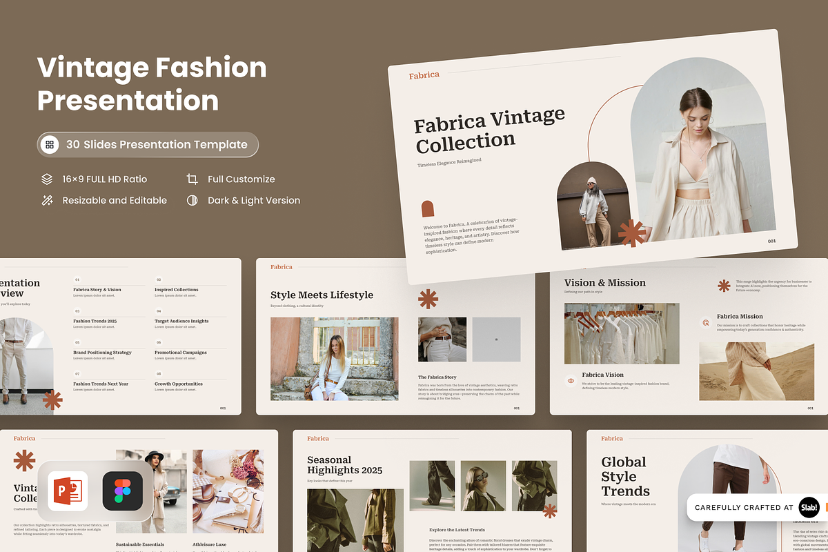 Fabrica – Vintage Fashion PowerPoint, a Presentation Template by SLAB! Design (Photo 1 of 6)