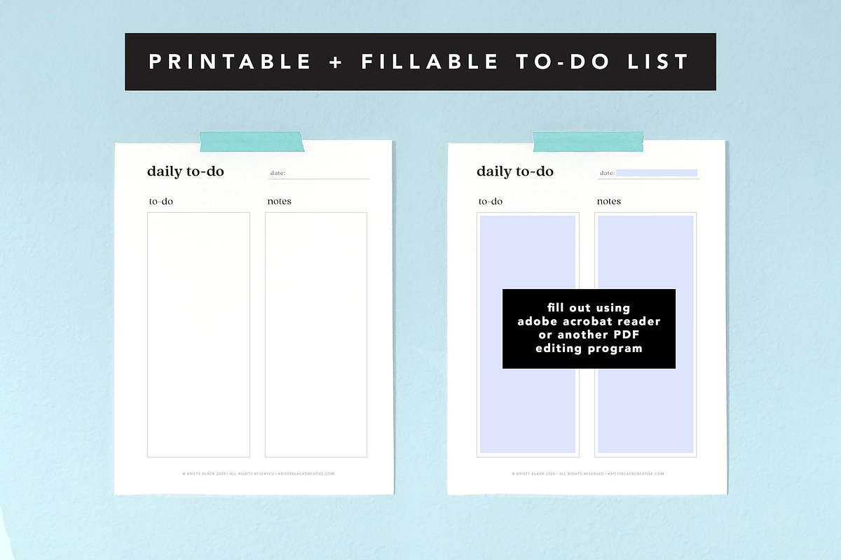 To-Do Lists — Fillable & Printable, a Templates & Theme by Kristy Black Creative (Photo 2 of 2)