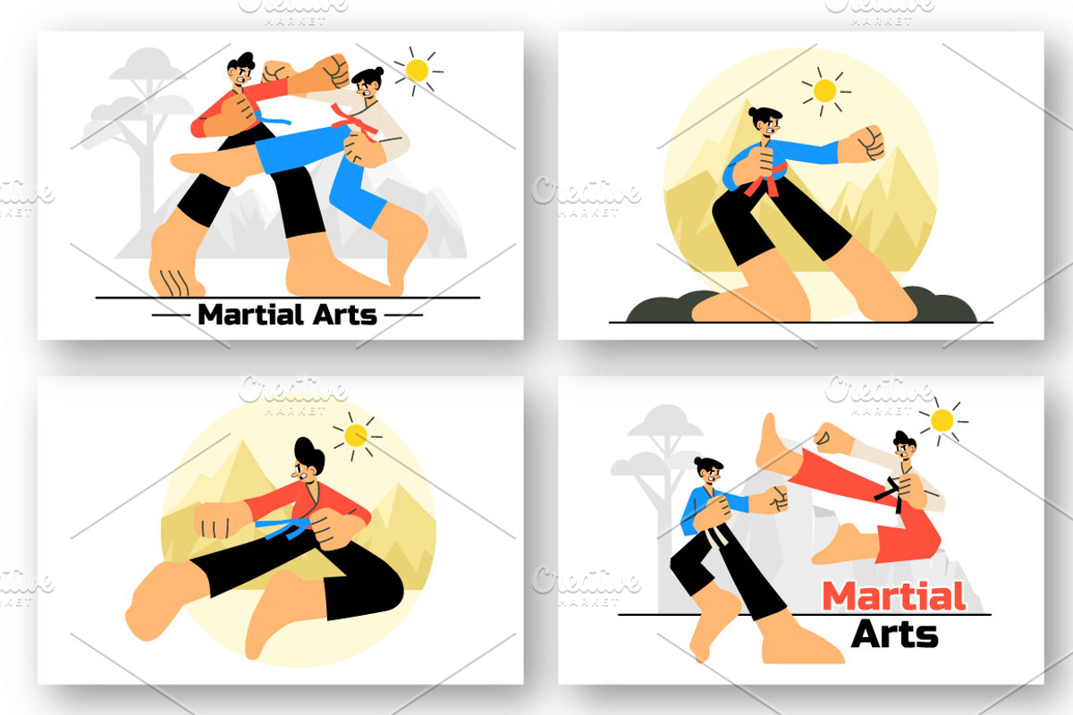 10 Martial Arts Vector Illustration, a Sport Illustration by denayunebgt (Photo 2 of 4)
