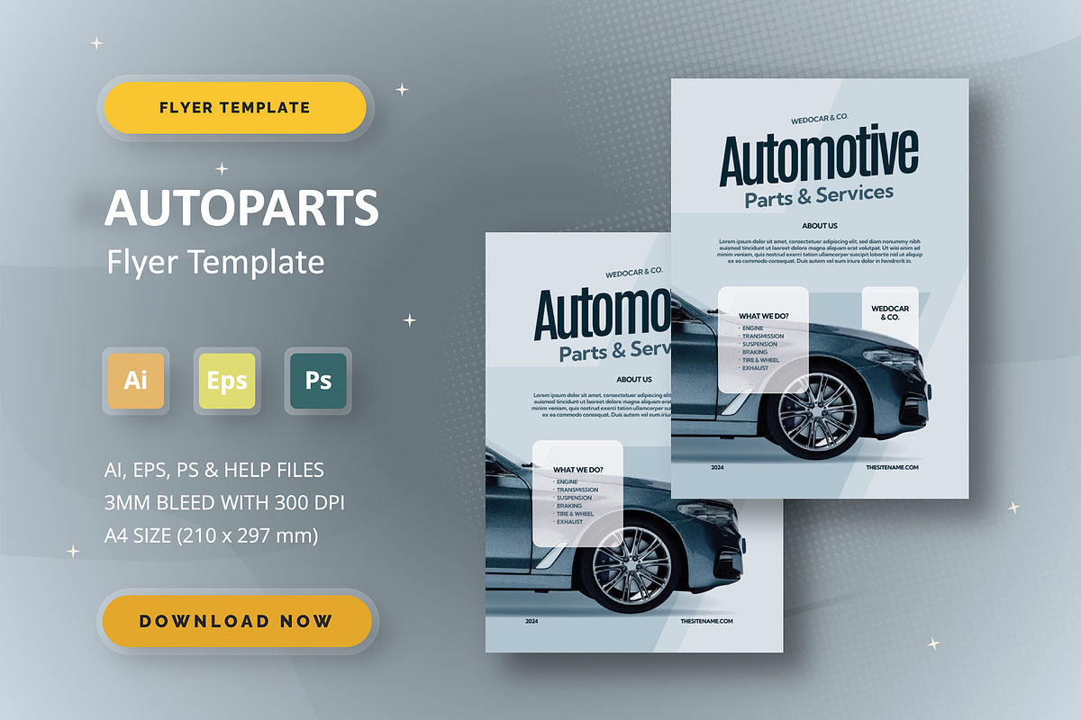 Autoparts - Flyer Template, a Flyer Template by StreaksideStd
