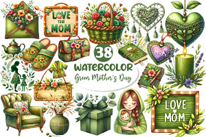 Boho Olive Green Mother's Day, an Illustration by Dream Creation